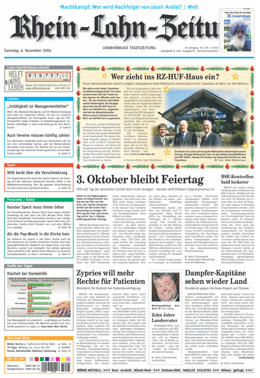 Rhein-Lahn-Zeitung vom Samstag, 06.11.2004