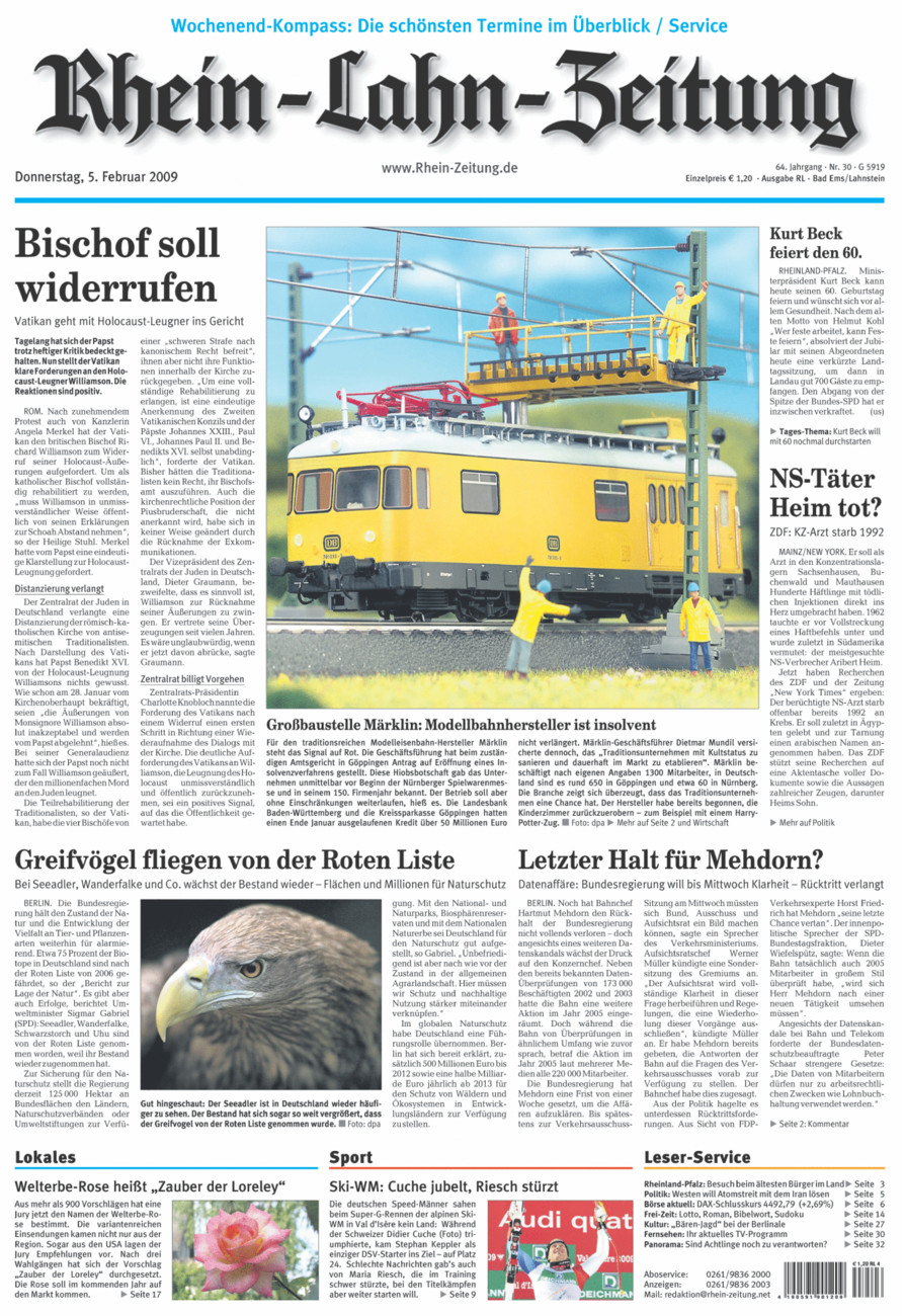 Rhein-Lahn-Zeitung vom Donnerstag, 05.02.2009