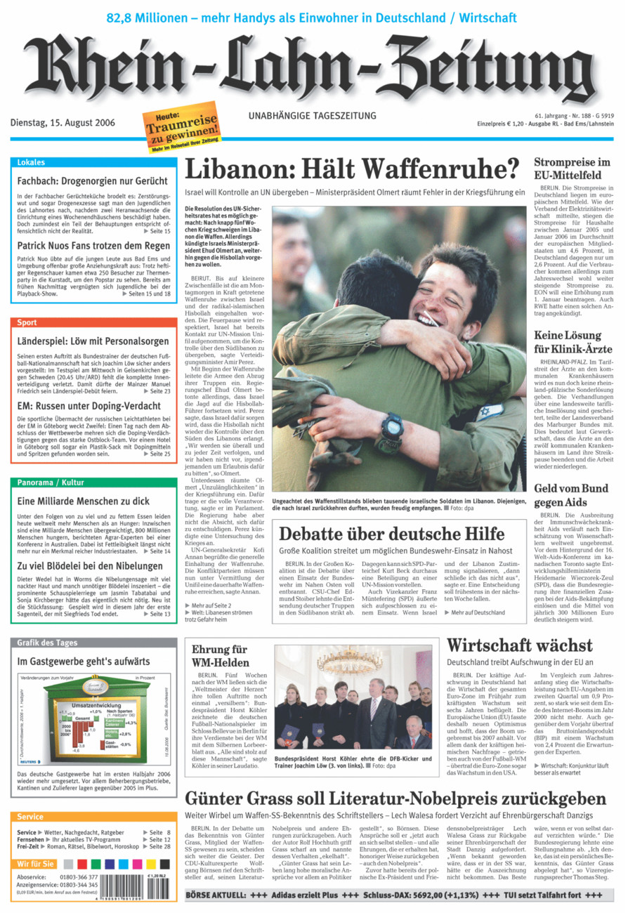Rhein-Lahn-Zeitung vom Dienstag, 15.08.2006