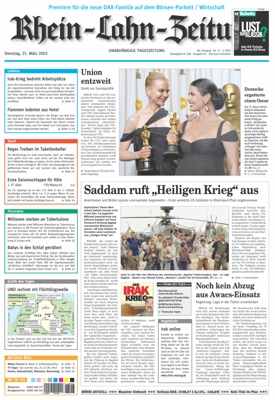 Rhein-Lahn-Zeitung vom Dienstag, 25.03.2003