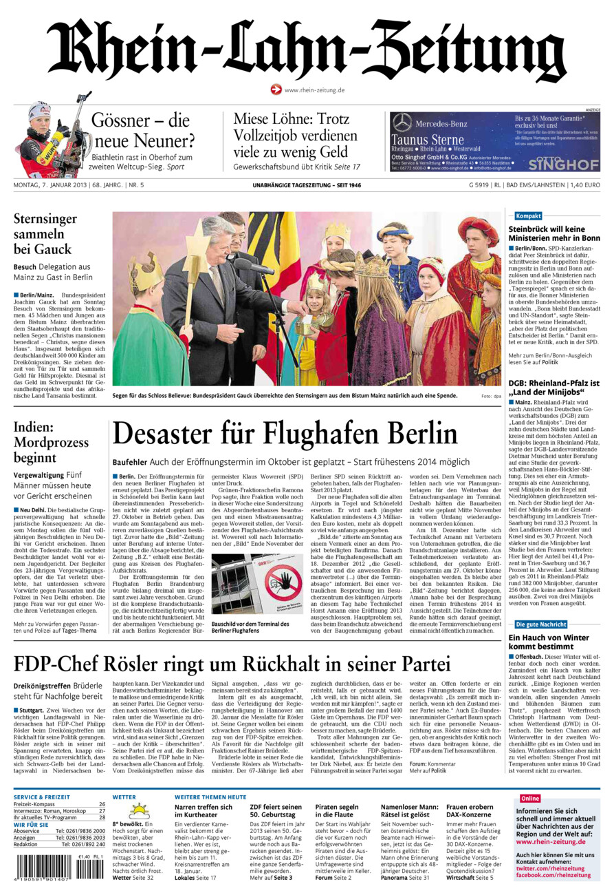 Rhein-Lahn-Zeitung vom Montag, 07.01.2013