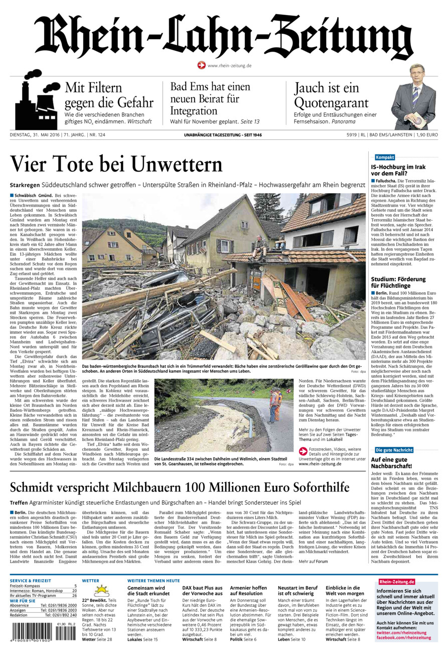 Rhein-Lahn-Zeitung vom Dienstag, 31.05.2016