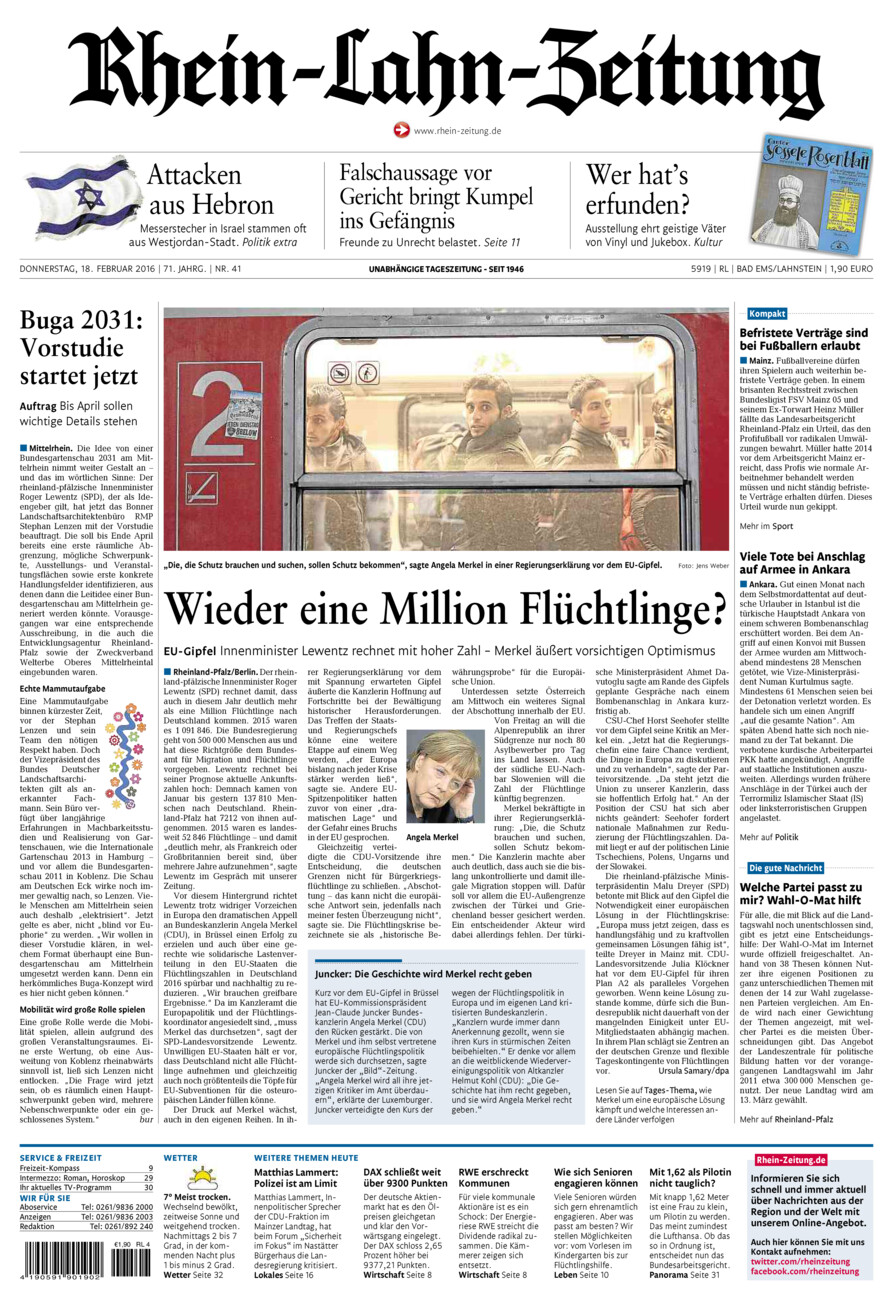 Rhein-Lahn-Zeitung vom Donnerstag, 18.02.2016