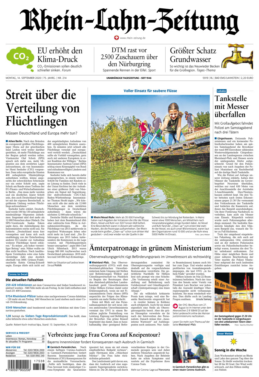 Rhein-Lahn-Zeitung vom Montag, 14.09.2020