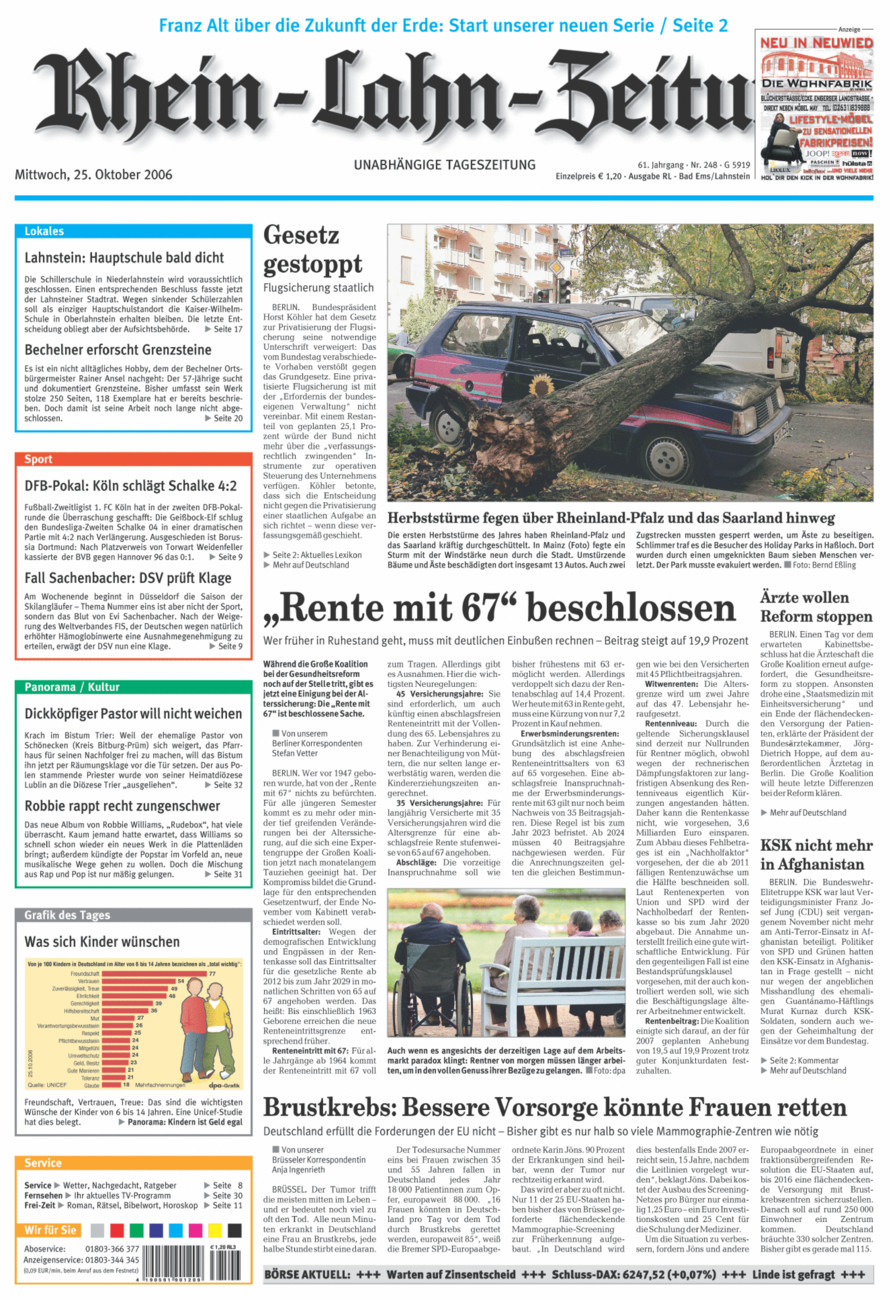 Rhein-Lahn-Zeitung vom Mittwoch, 25.10.2006