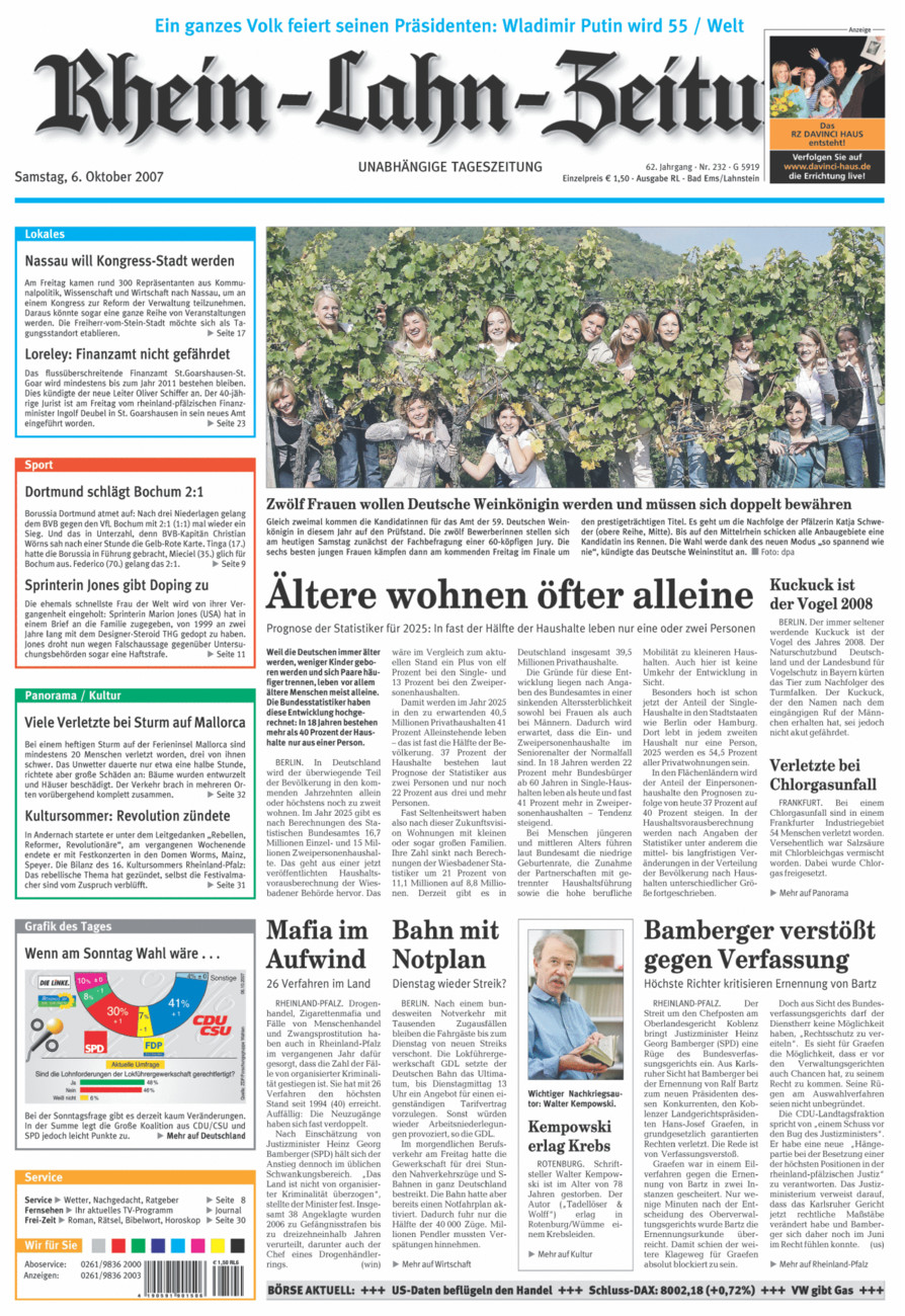 Rhein-Lahn-Zeitung vom Samstag, 06.10.2007