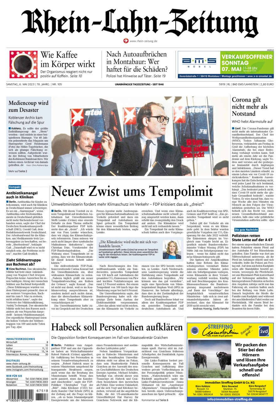 Rhein-Lahn-Zeitung vom Samstag, 06.05.2023