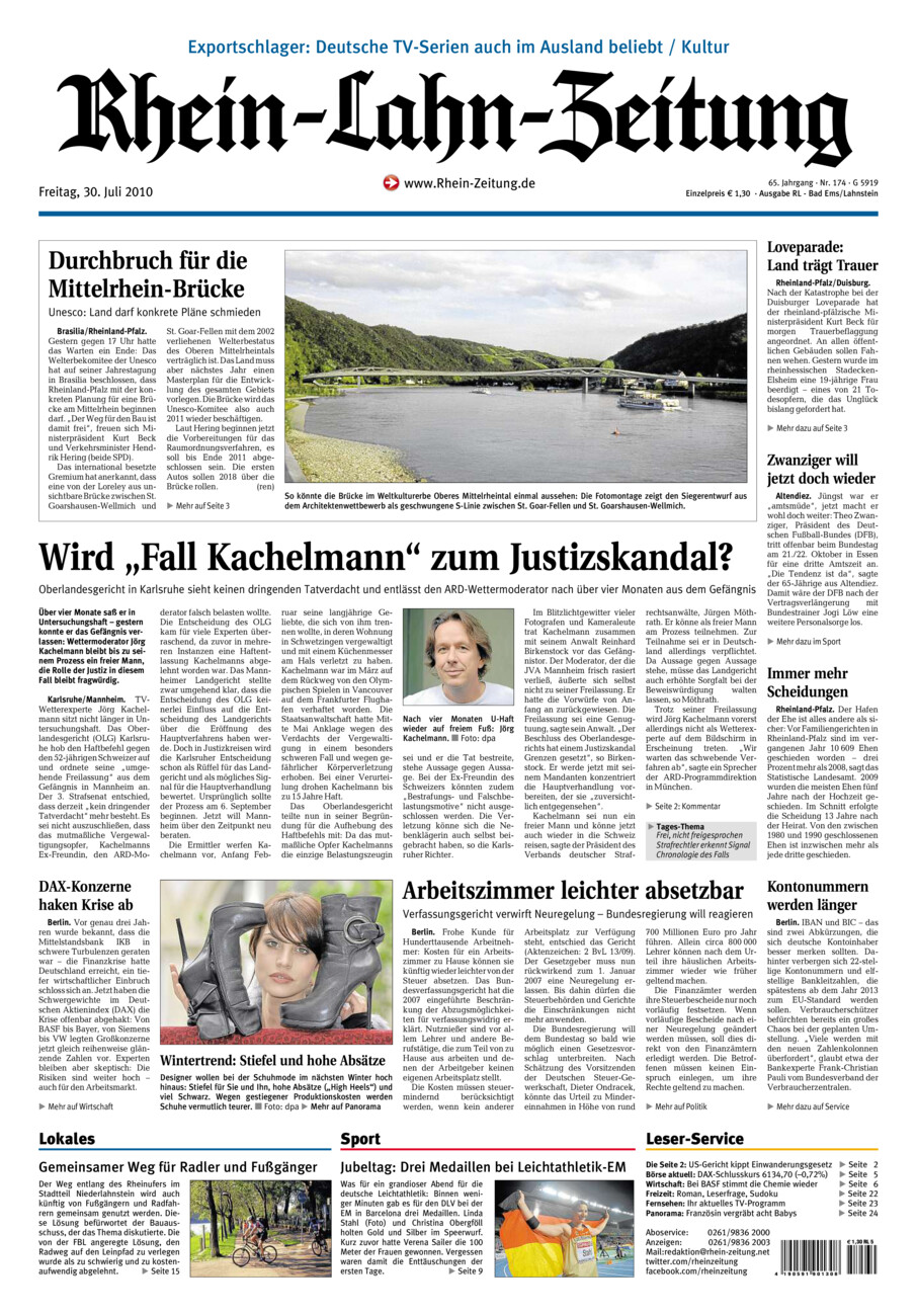 Rhein-Lahn-Zeitung vom Freitag, 30.07.2010