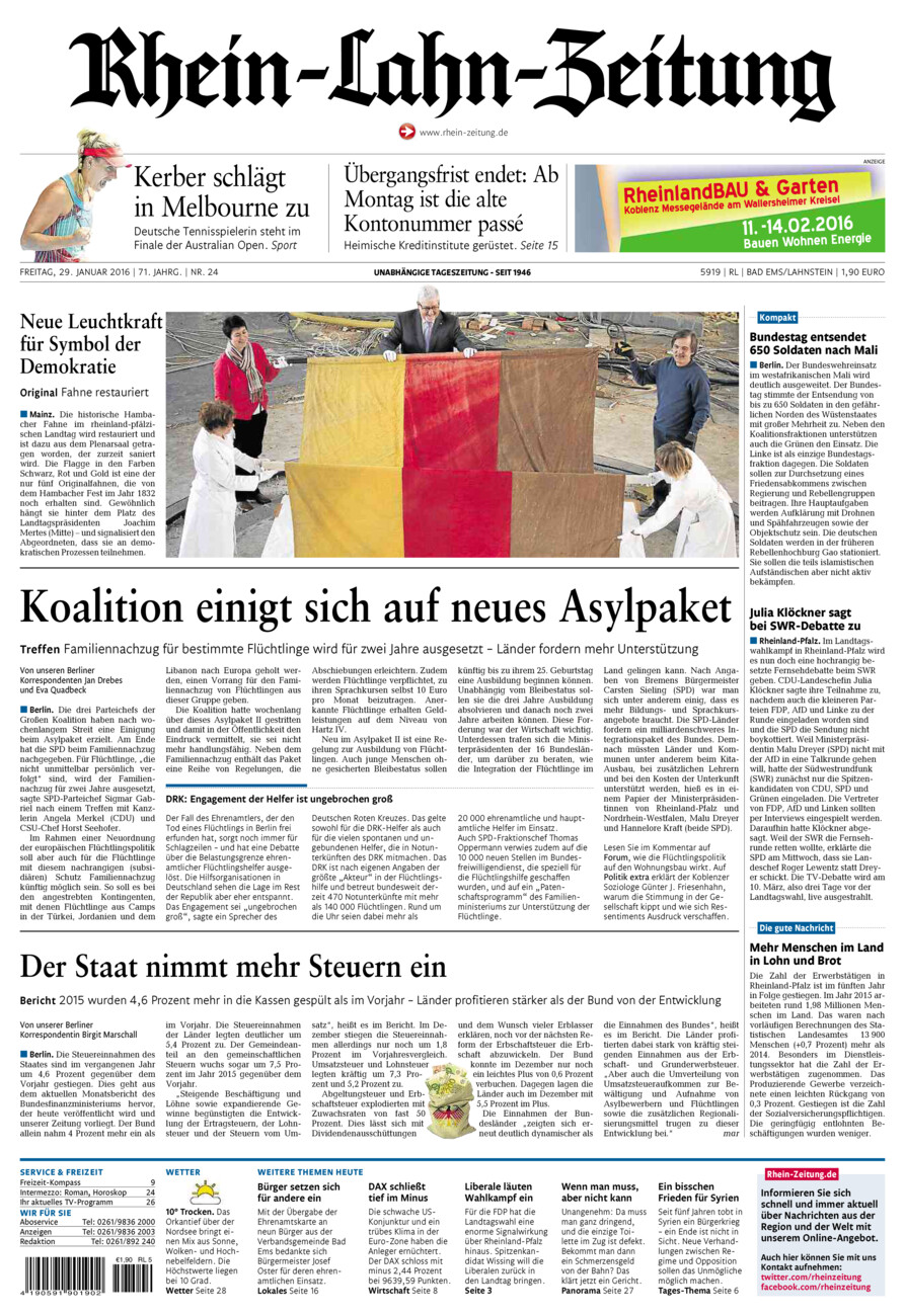Rhein-Lahn-Zeitung vom Freitag, 29.01.2016