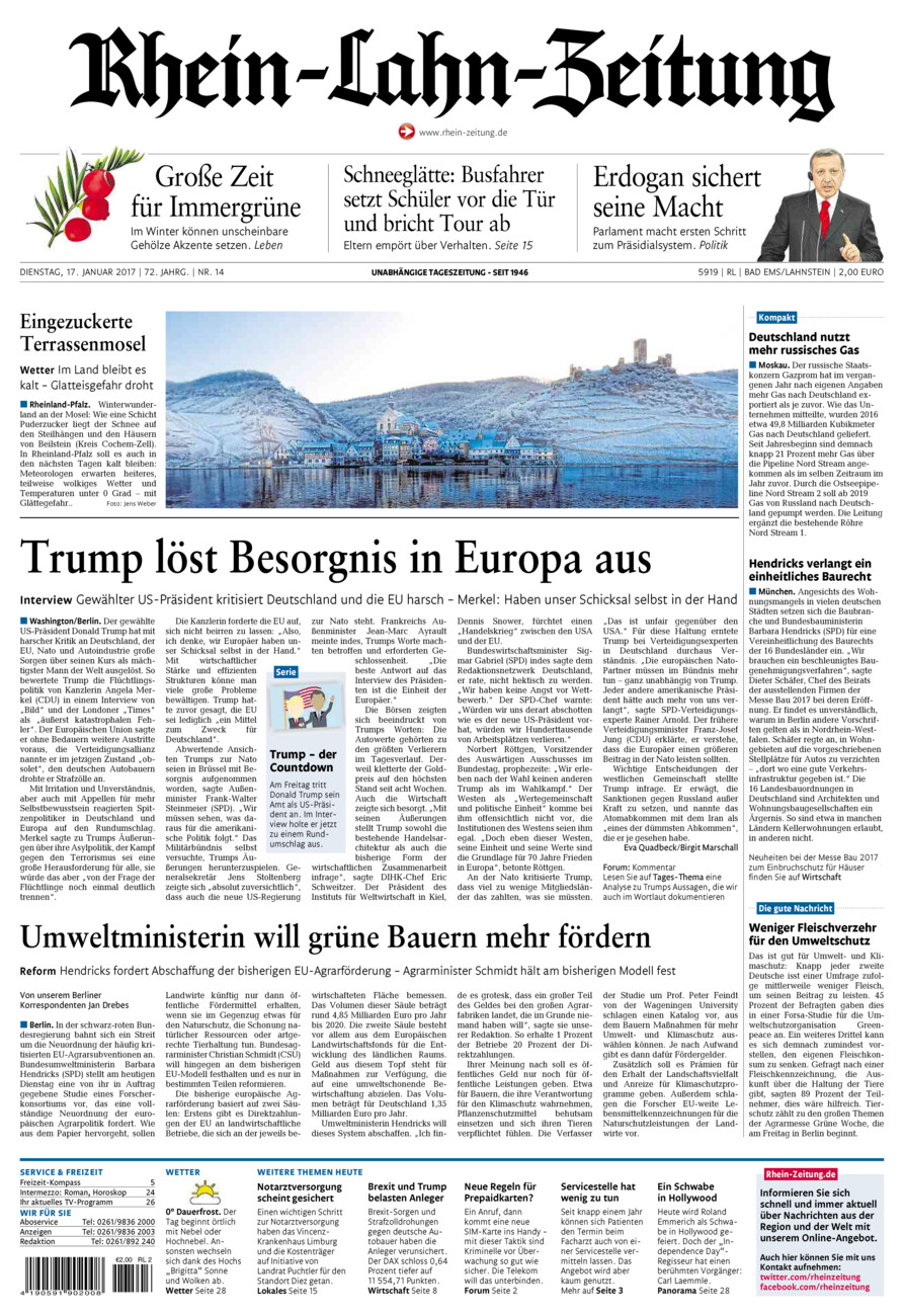 Rhein-Lahn-Zeitung vom Dienstag, 17.01.2017