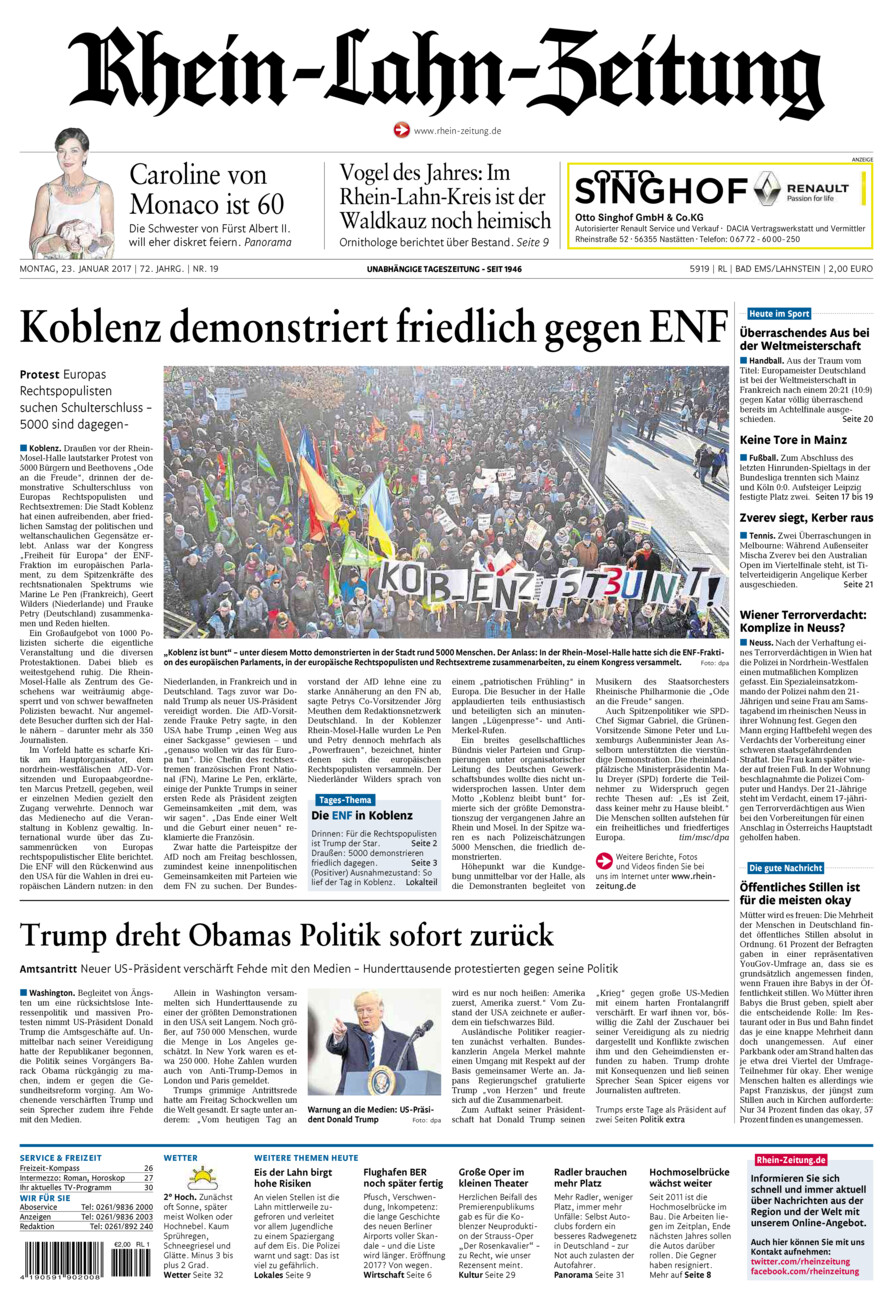 Rhein-Lahn-Zeitung vom Montag, 23.01.2017