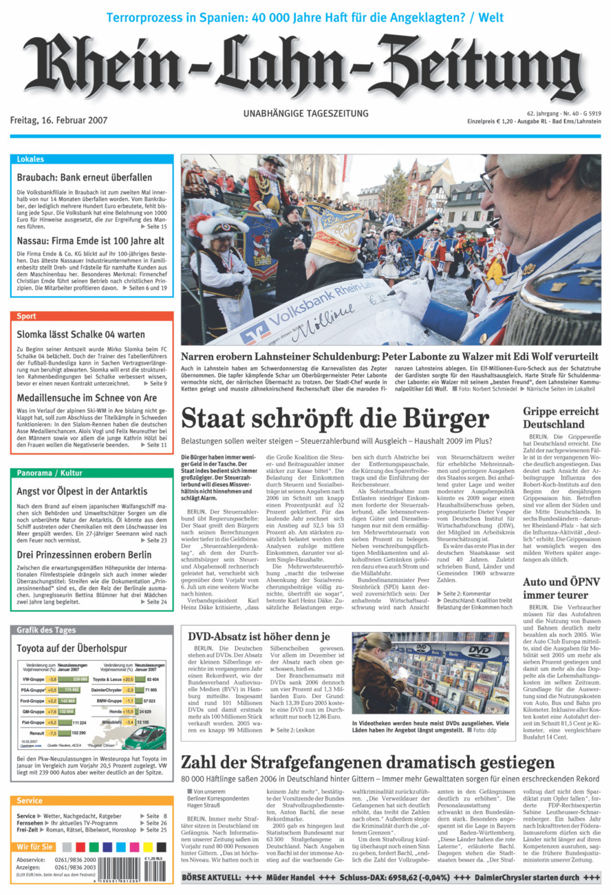Rhein-Lahn-Zeitung vom Freitag, 16.02.2007