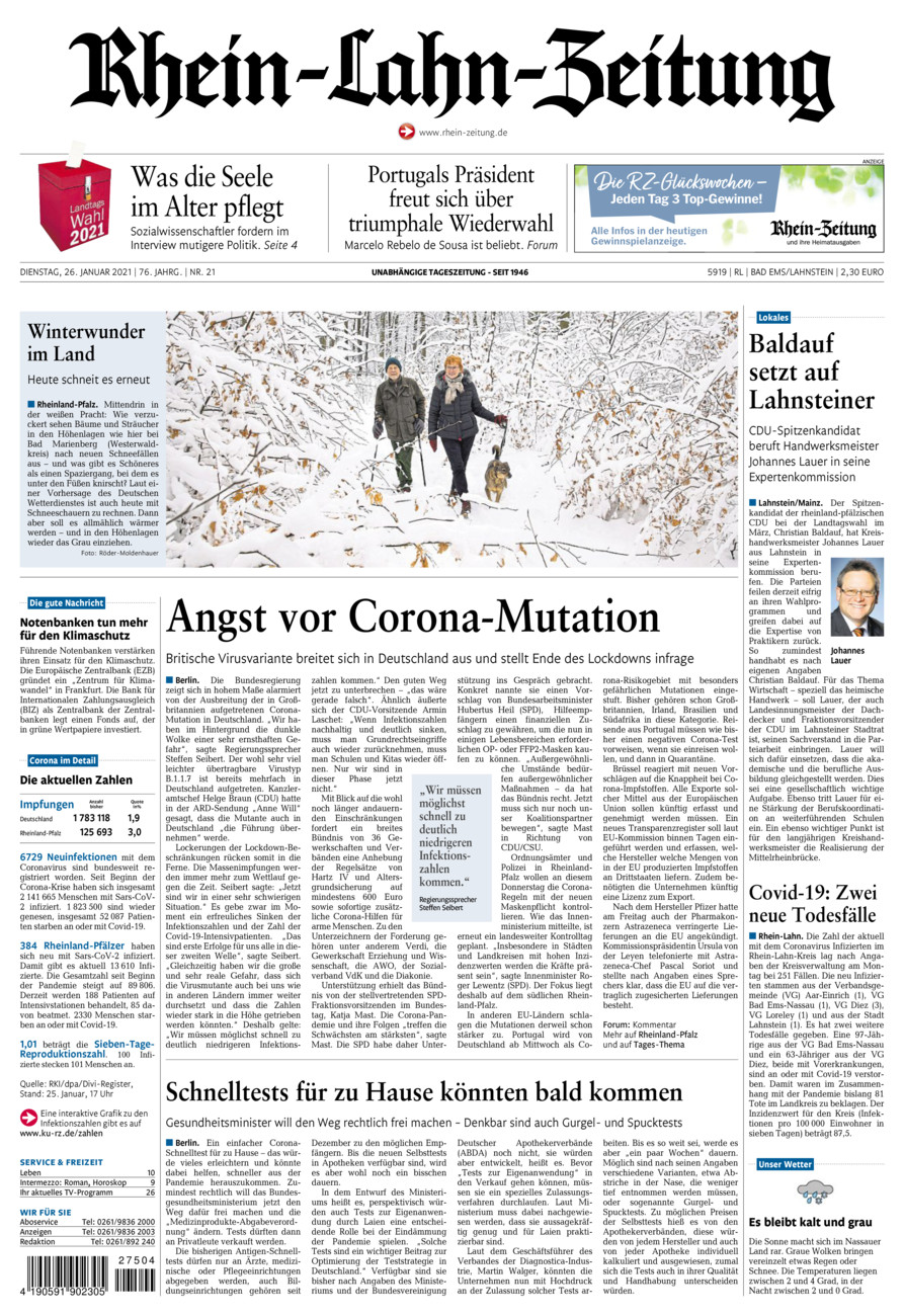 Rhein-Lahn-Zeitung vom Dienstag, 26.01.2021