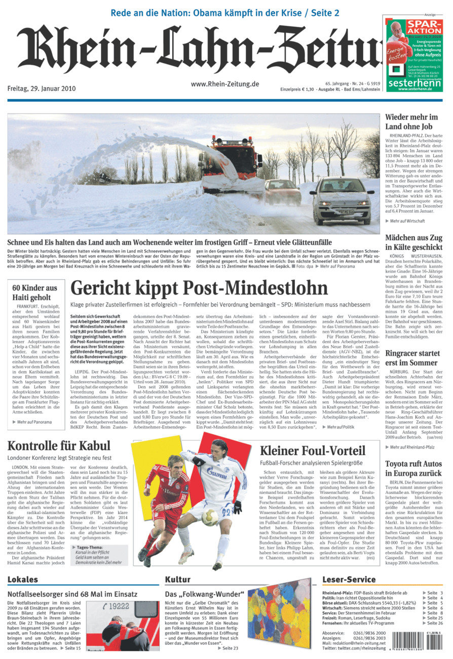 Rhein-Lahn-Zeitung vom Freitag, 29.01.2010