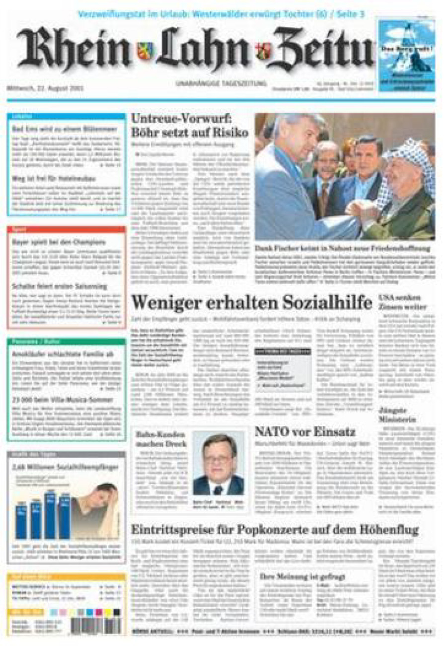 Rhein-Lahn-Zeitung vom Mittwoch, 22.08.2001