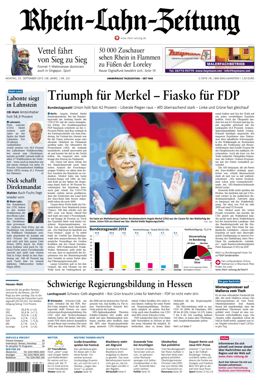 Rhein-Lahn-Zeitung vom Montag, 23.09.2013