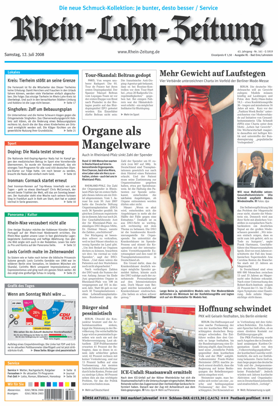 Rhein-Lahn-Zeitung vom Samstag, 12.07.2008