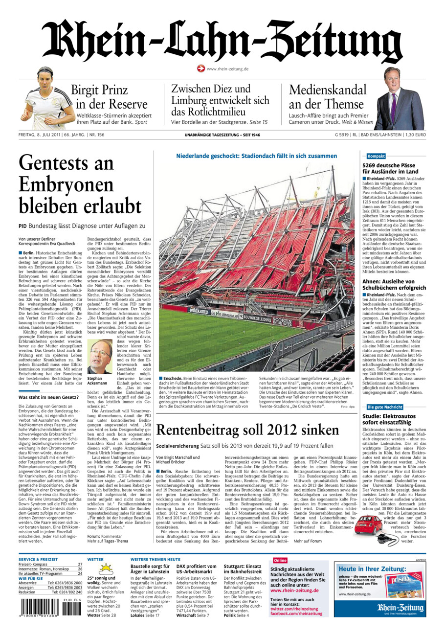 Rhein-Lahn-Zeitung vom Freitag, 08.07.2011