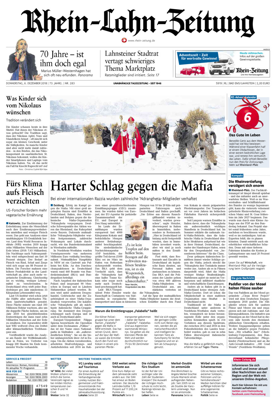 Rhein-Lahn-Zeitung vom Donnerstag, 06.12.2018