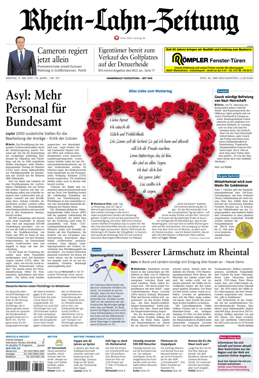 Rhein-Lahn-Zeitung vom Samstag, 09.05.2015