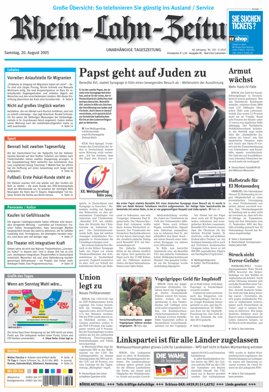 Rhein-Lahn-Zeitung vom Samstag, 20.08.2005