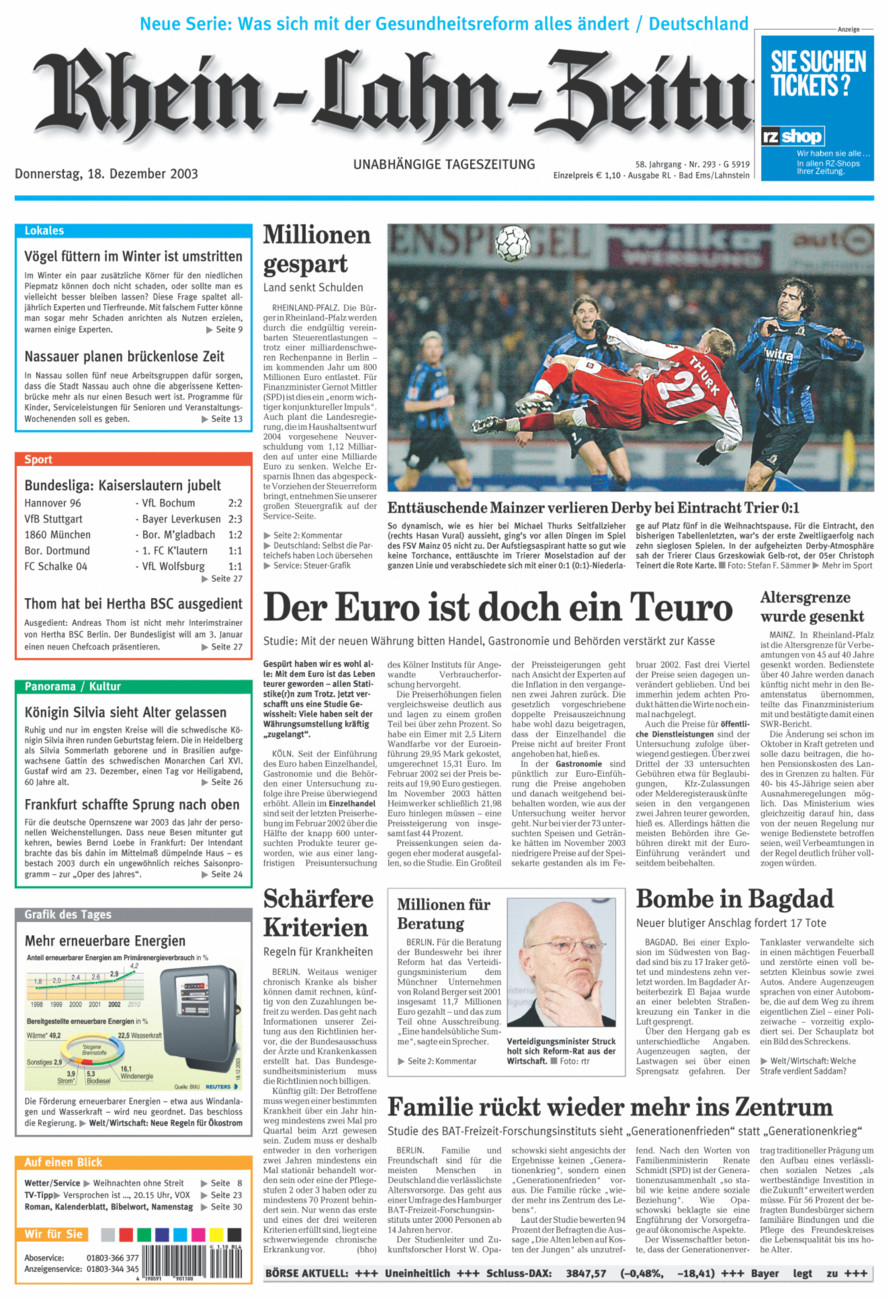 Rhein-Lahn-Zeitung vom Donnerstag, 18.12.2003