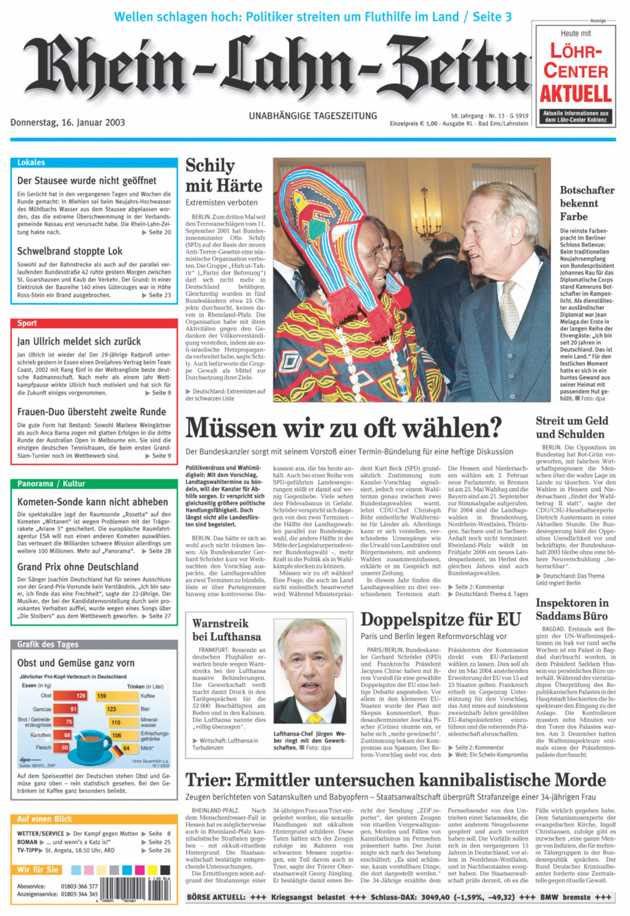 Rhein-Lahn-Zeitung vom Donnerstag, 16.01.2003