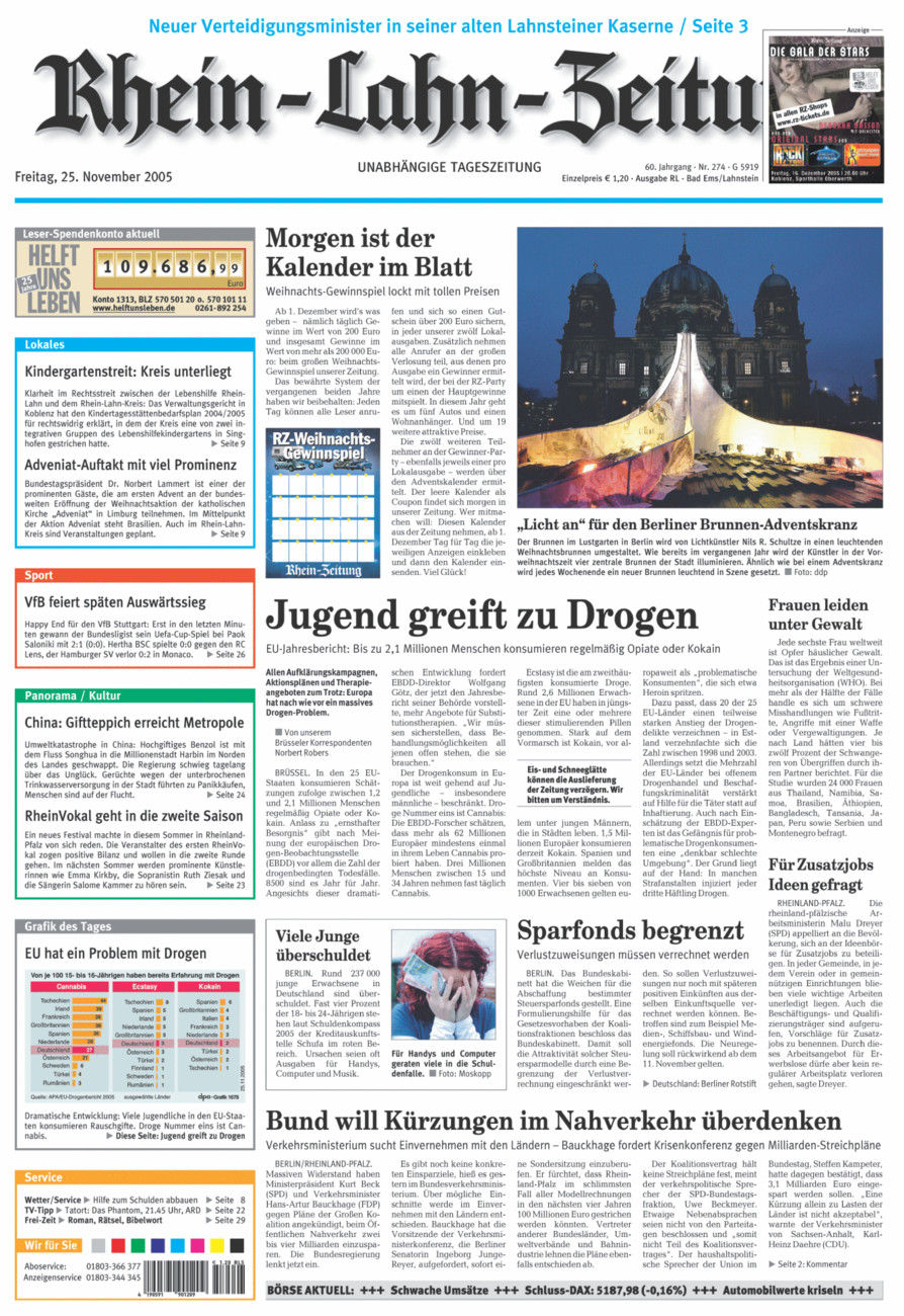 Rhein-Lahn-Zeitung vom Freitag, 25.11.2005