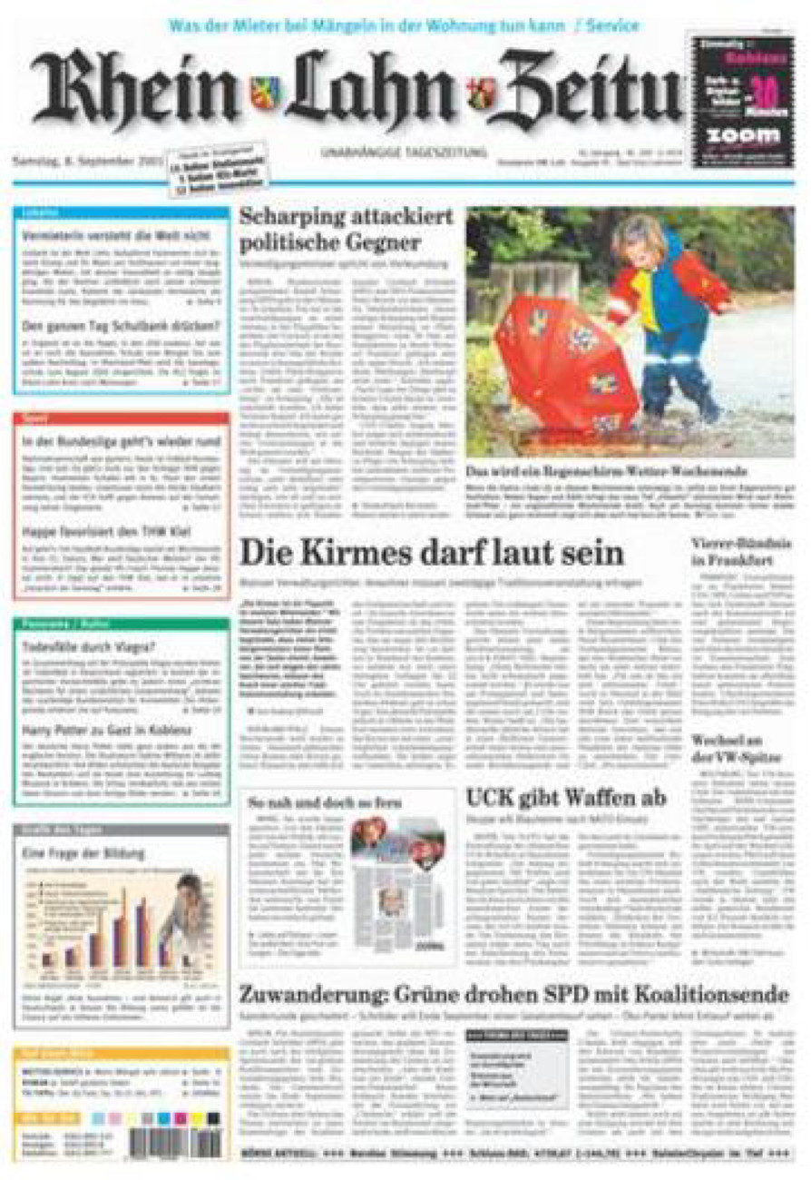 Rhein-Lahn-Zeitung vom Samstag, 08.09.2001