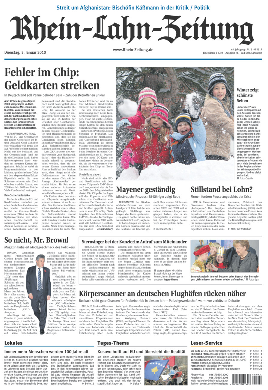 Rhein-Lahn-Zeitung vom Dienstag, 05.01.2010
