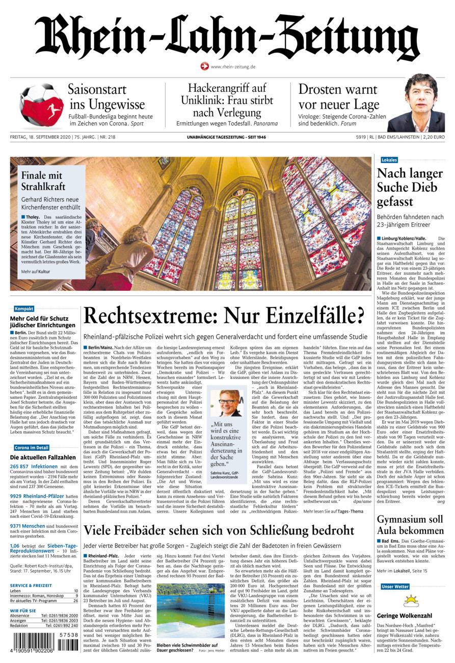 Rhein-Lahn-Zeitung vom Freitag, 18.09.2020