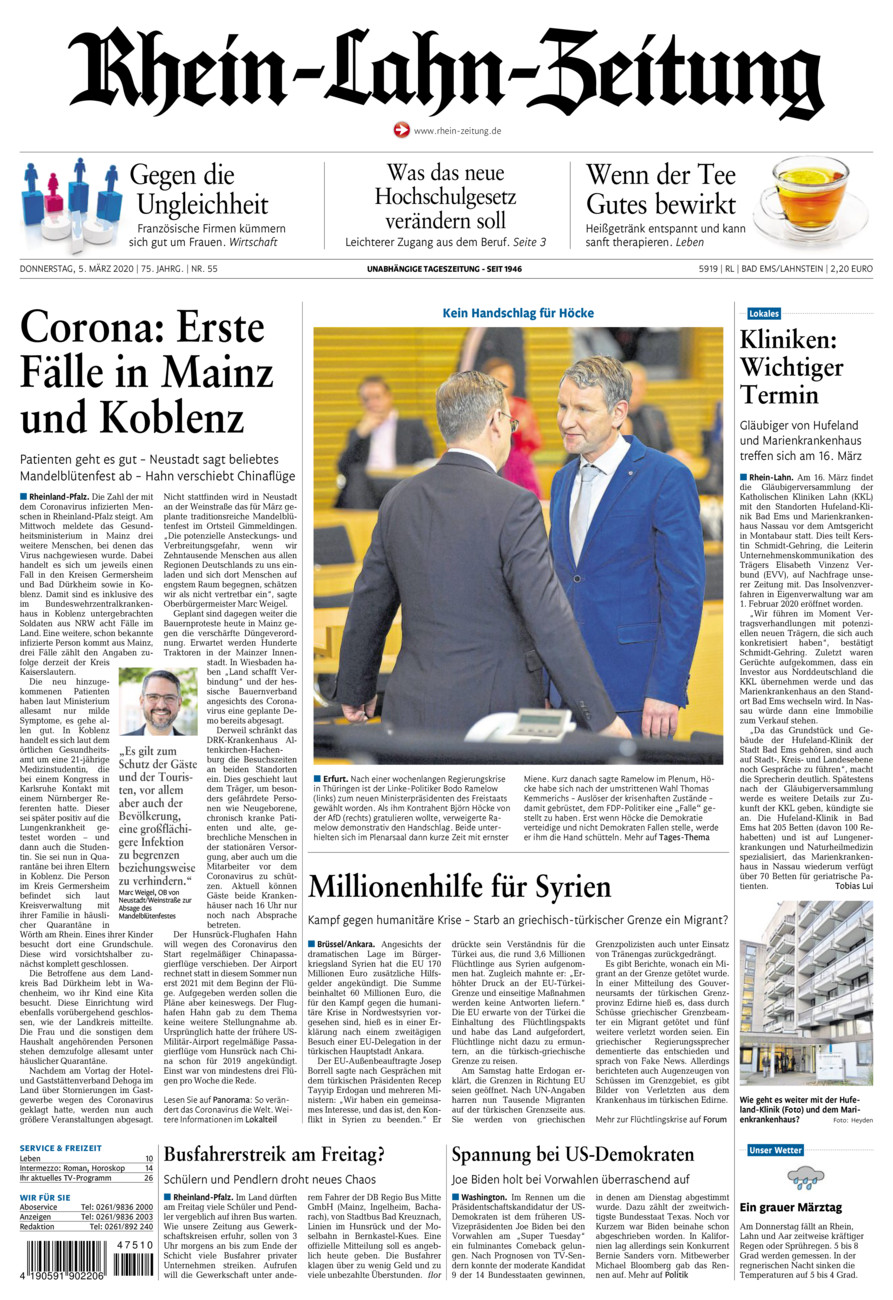 Rhein-Lahn-Zeitung vom Donnerstag, 05.03.2020