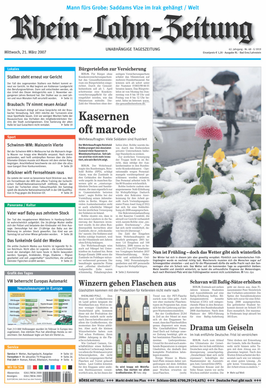 Rhein-Lahn-Zeitung vom Mittwoch, 21.03.2007