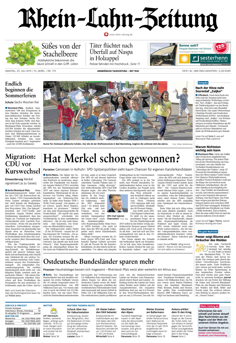 Rhein-Lahn-Zeitung vom Samstag, 25.07.2015