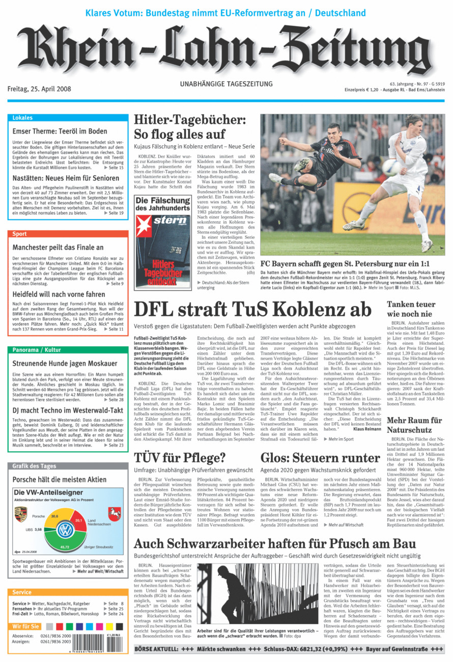 Rhein-Lahn-Zeitung vom Freitag, 25.04.2008