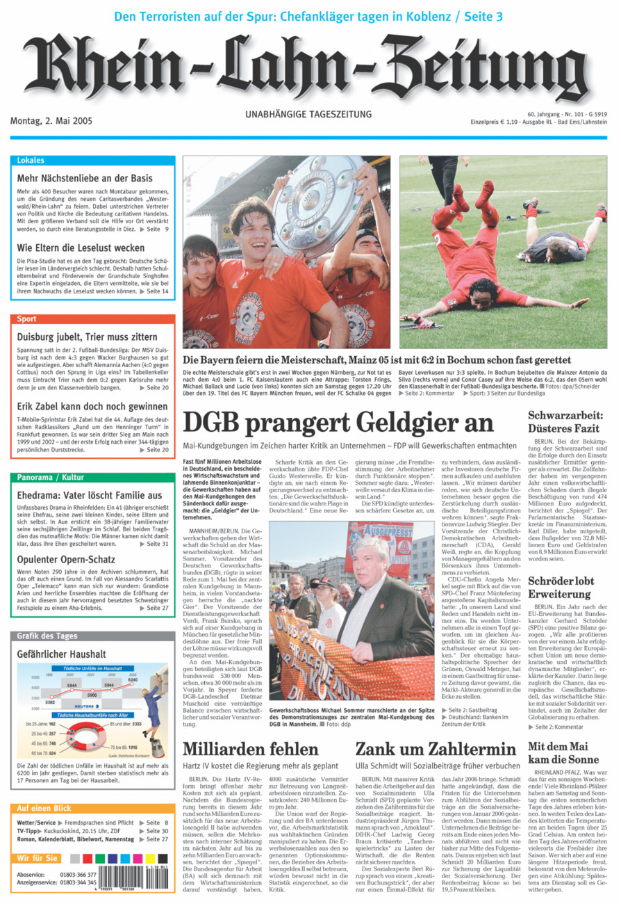 Rhein-Lahn-Zeitung vom Montag, 02.05.2005
