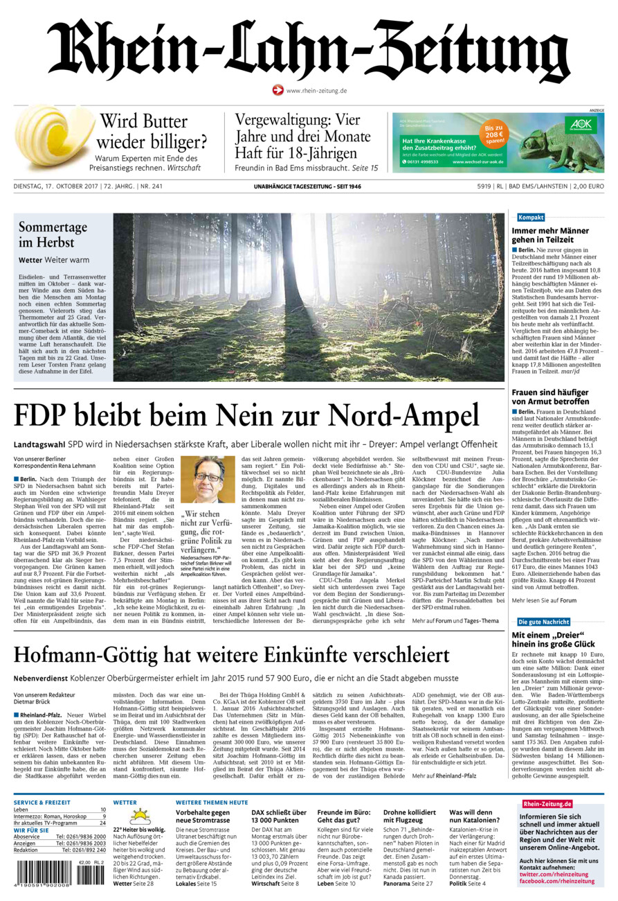 Rhein-Lahn-Zeitung vom Dienstag, 17.10.2017