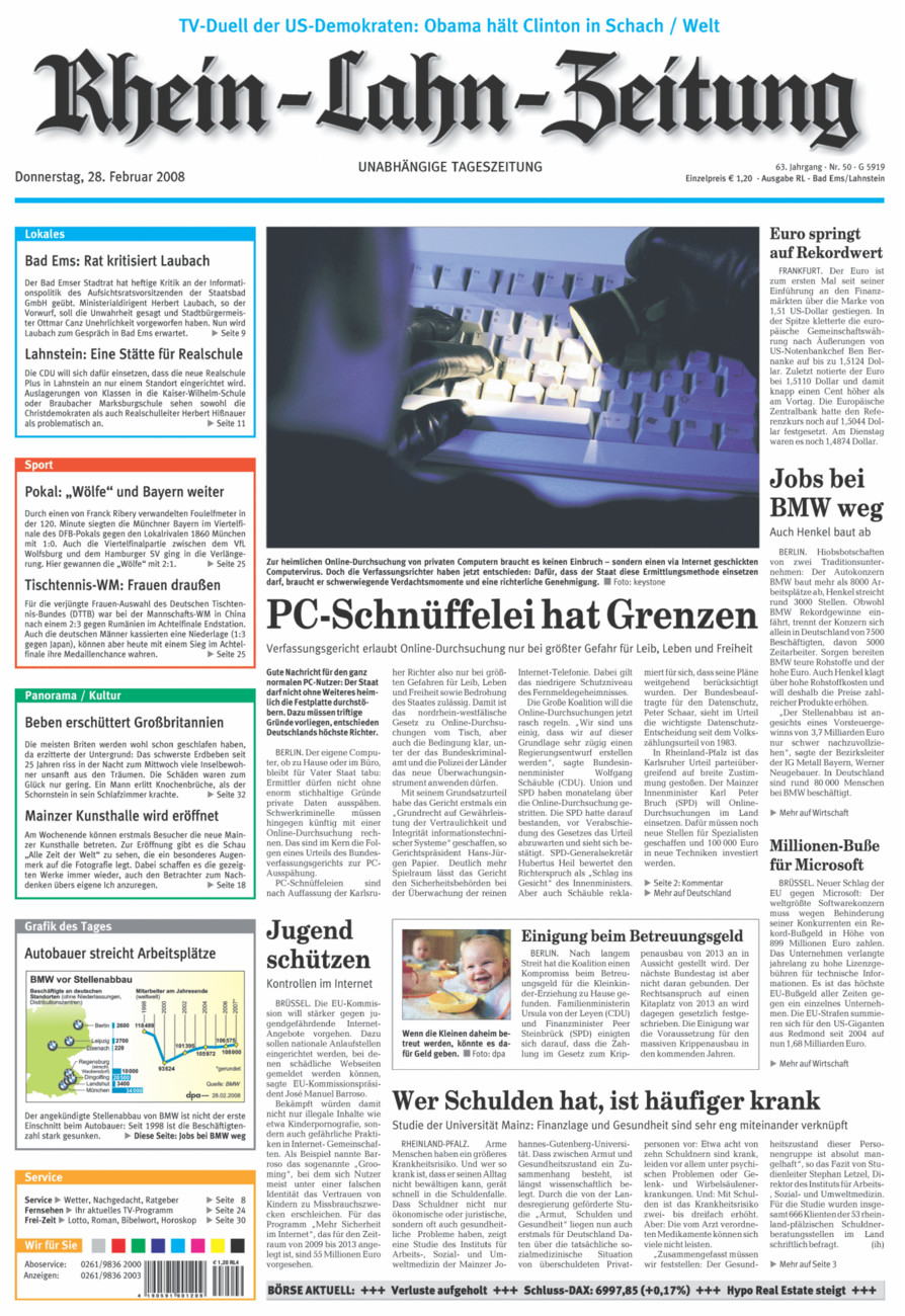 Rhein-Lahn-Zeitung vom Donnerstag, 28.02.2008