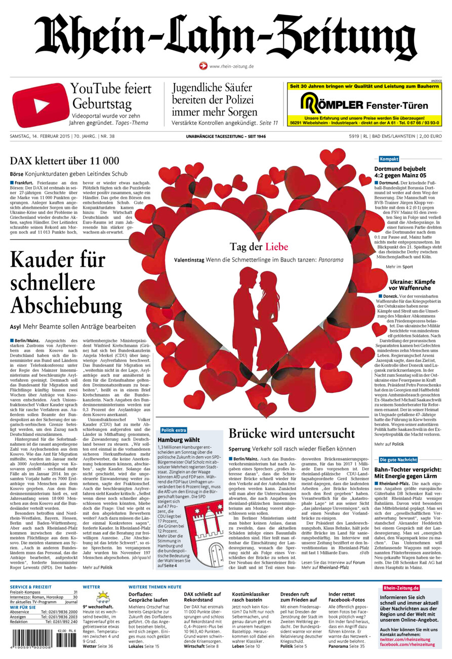 Rhein-Lahn-Zeitung vom Samstag, 14.02.2015