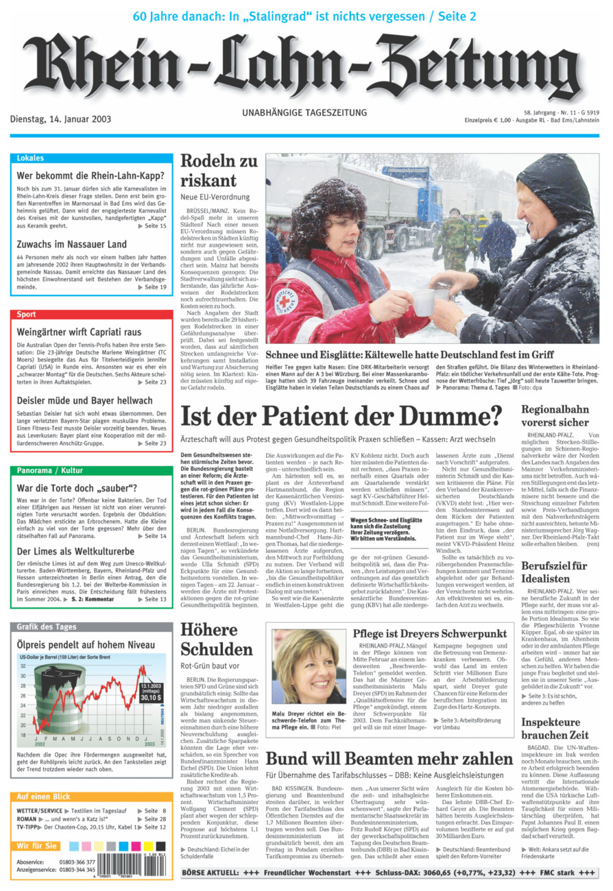 Rhein-Lahn-Zeitung vom Dienstag, 14.01.2003