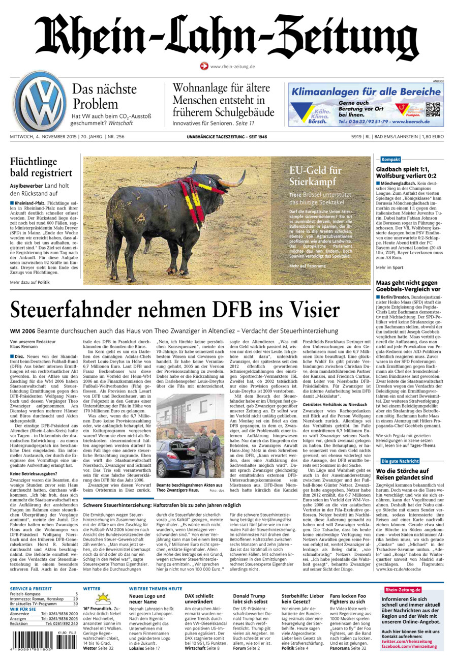 Rhein-Lahn-Zeitung vom Mittwoch, 04.11.2015