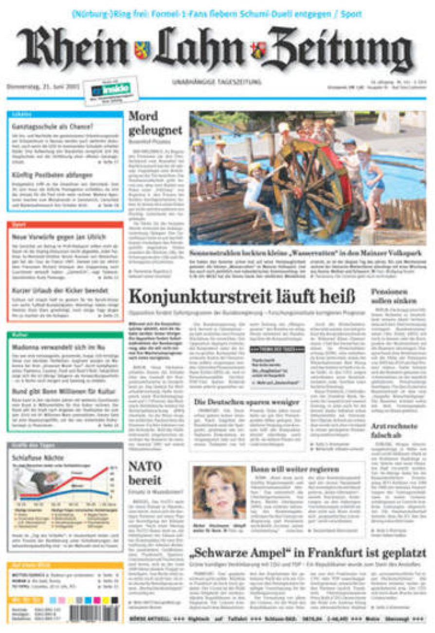 Rhein-Lahn-Zeitung vom Donnerstag, 21.06.2001
