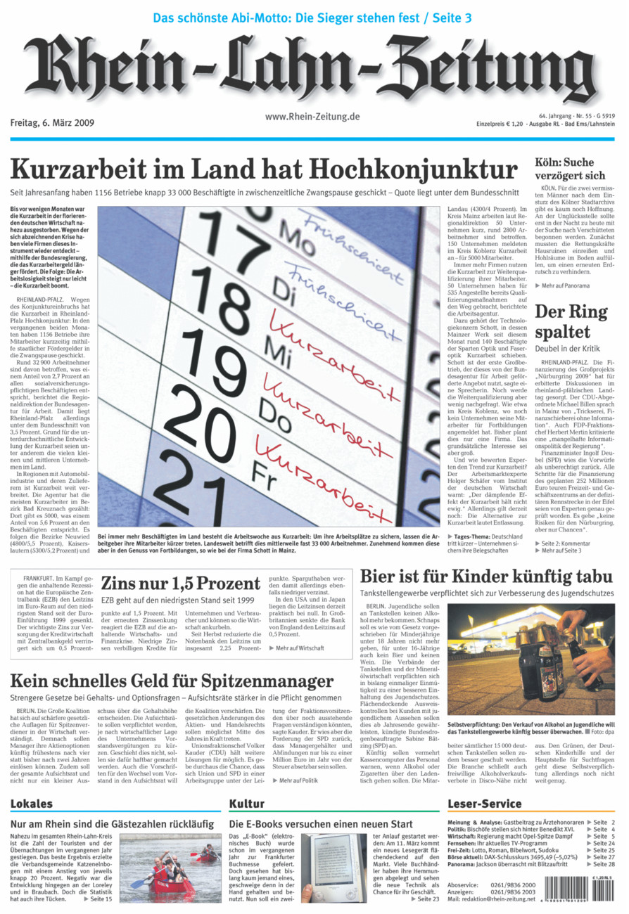 Rhein-Lahn-Zeitung vom Freitag, 06.03.2009