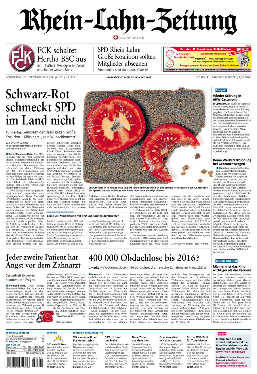 Rhein-Lahn-Zeitung vom Donnerstag, 26.09.2013