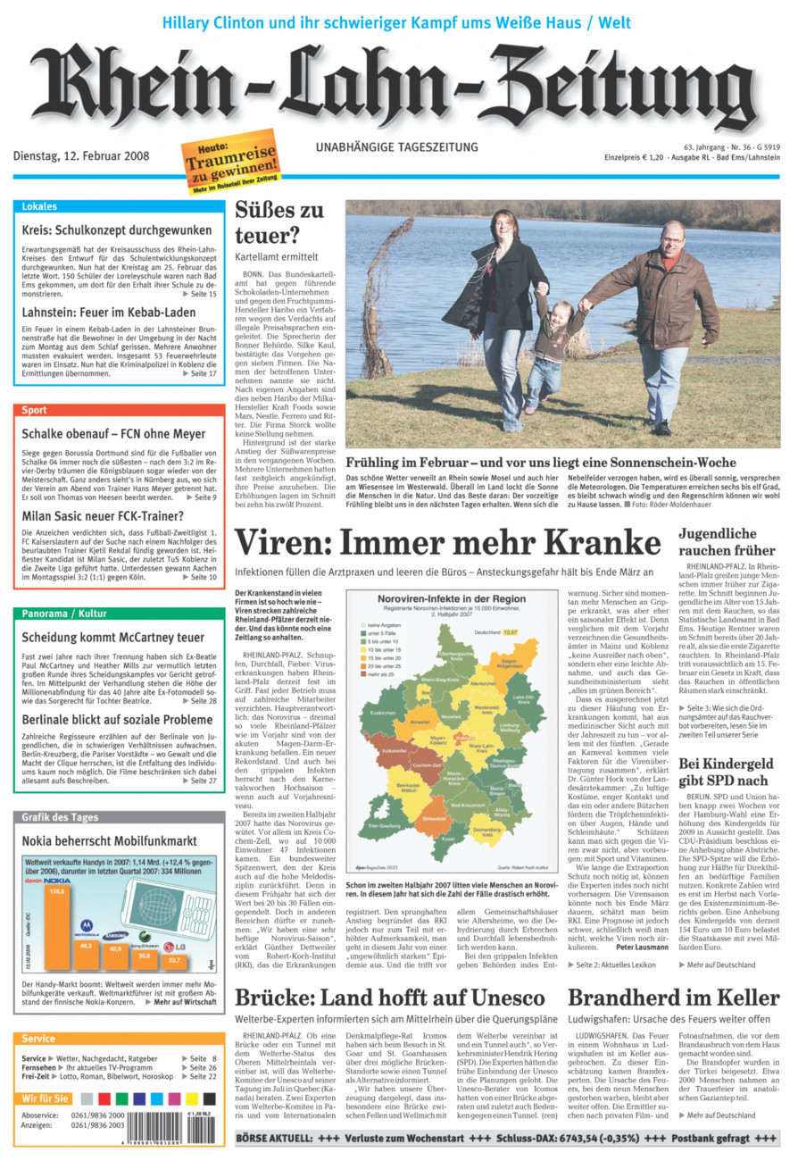 Rhein-Lahn-Zeitung vom Dienstag, 12.02.2008