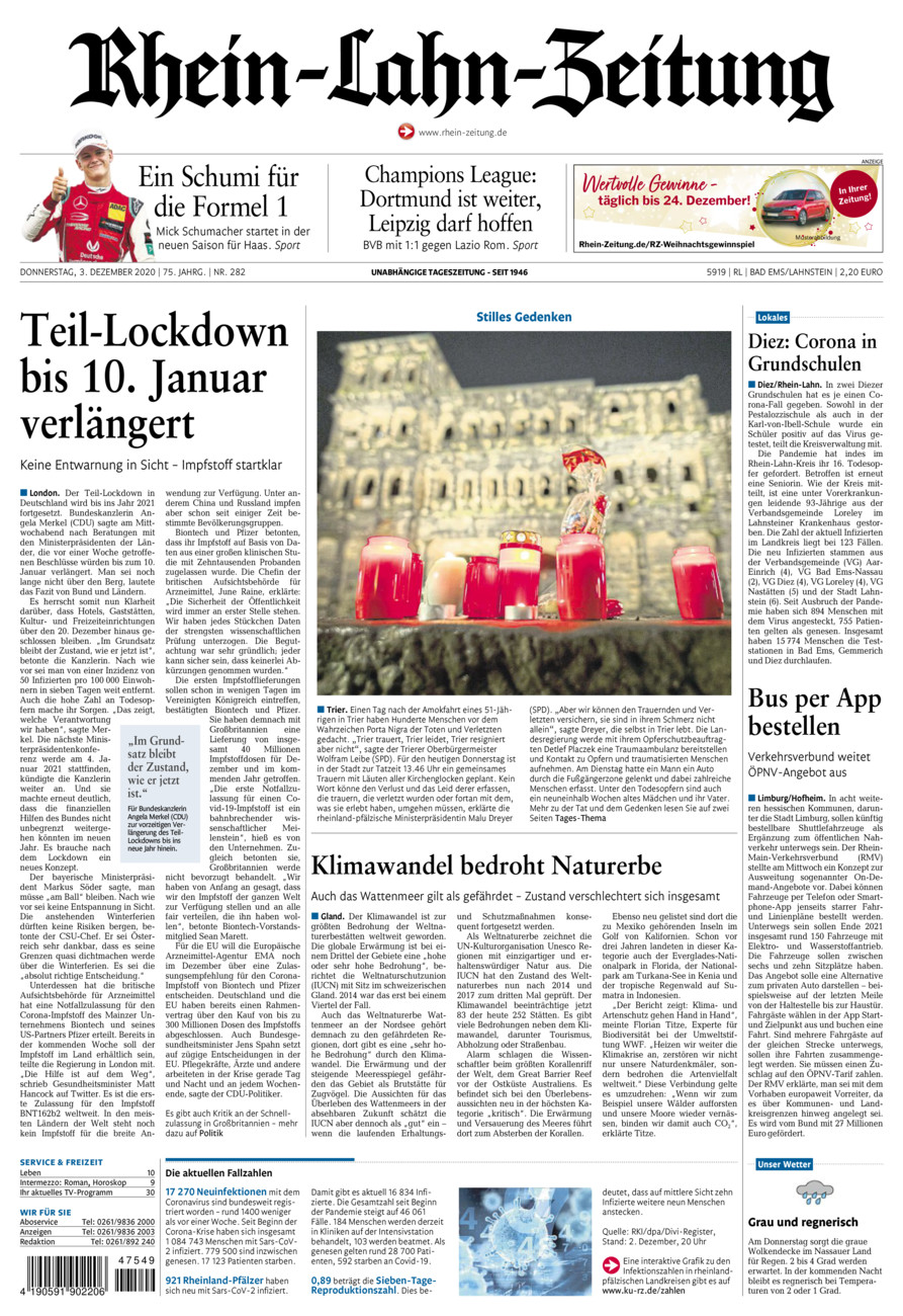 Rhein-Lahn-Zeitung vom Donnerstag, 03.12.2020