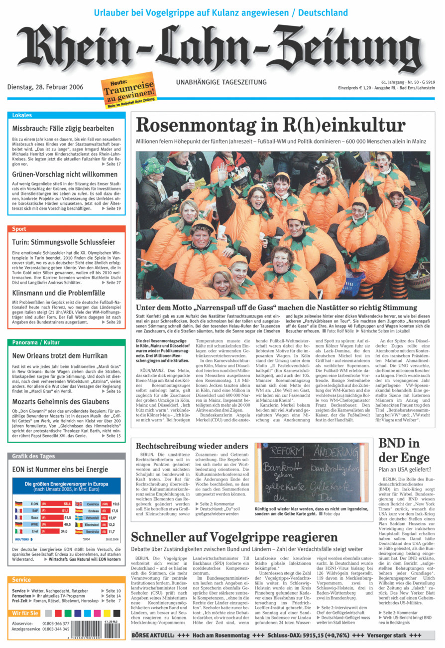 Rhein-Lahn-Zeitung vom Dienstag, 28.02.2006