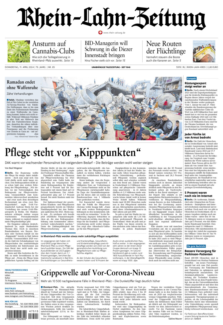 Rhein-Lahn-Zeitung vom Donnerstag, 11.04.2024
