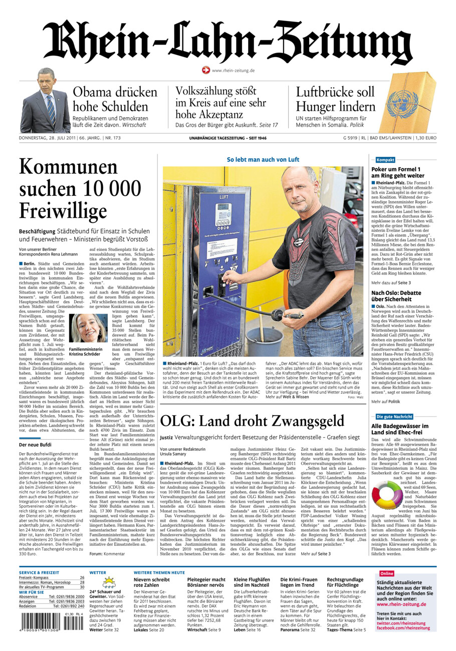 Rhein-Lahn-Zeitung vom Donnerstag, 28.07.2011