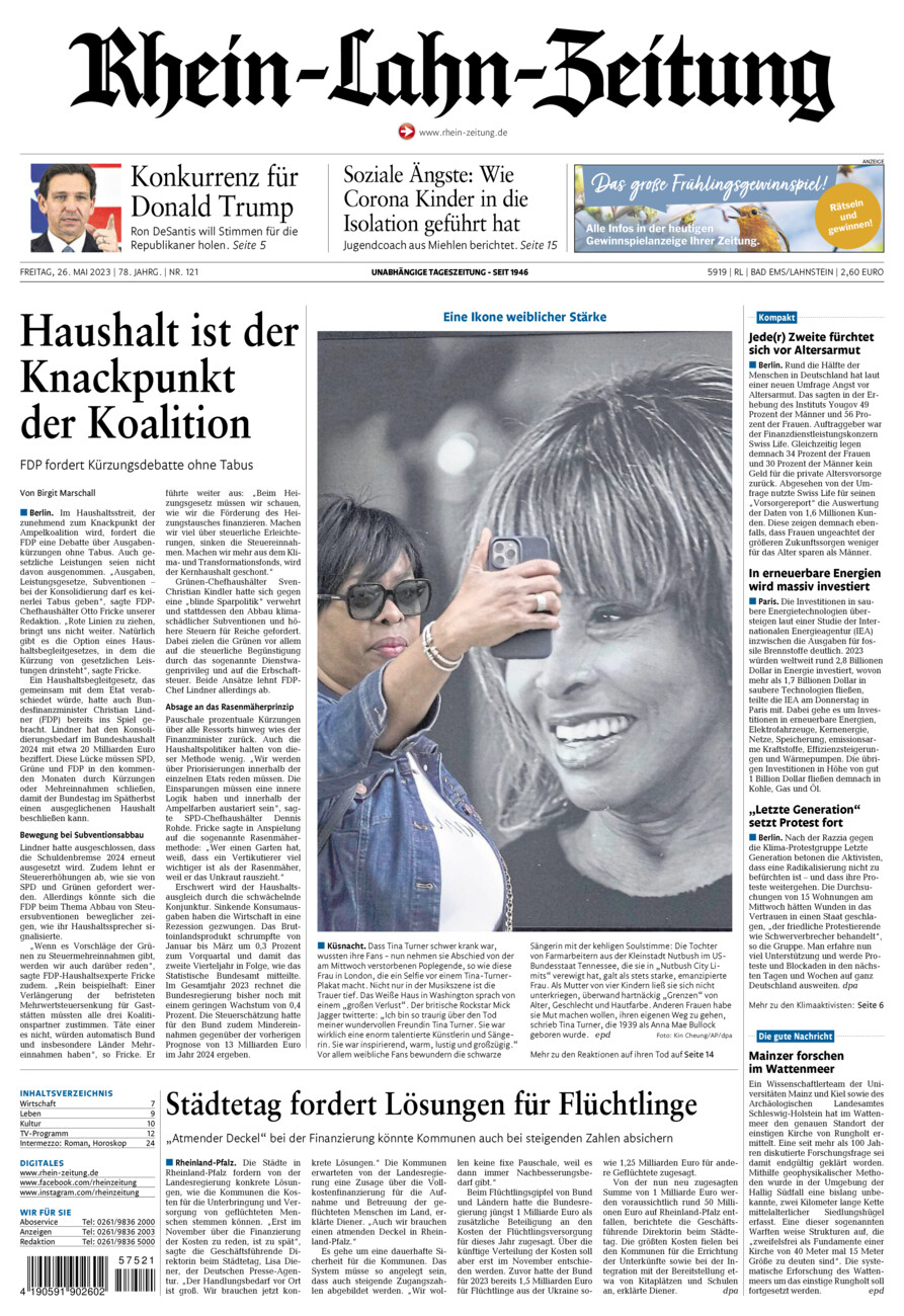 Rhein-Lahn-Zeitung vom Freitag, 26.05.2023